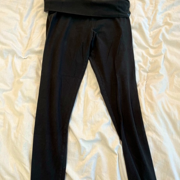 PINK Victoria's Secret Pants - PINK BLACK LEGGINGS FOLD OVER WAISTBAND